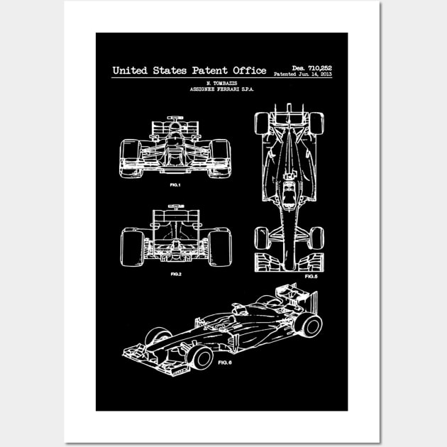 Ferrari Indy Race Car 2013 Patent White Wall Art by Luve